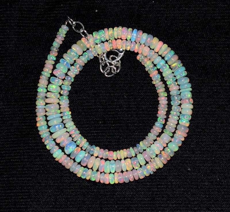 A++ Natural Ethiopian Opal Beads Welo Fire Opal Gemstone Beads Necklace”16
