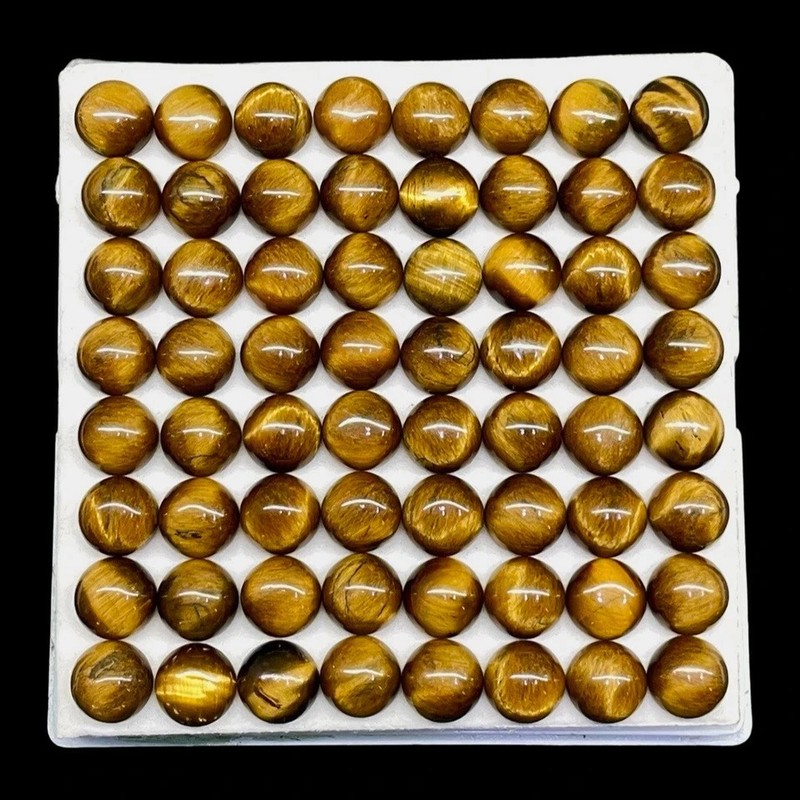 WHOLESALE Lot 100% NATURAL TIGER EYE CABOCHON ROUND SHAPE LOOSE GEMSTONE 24 item