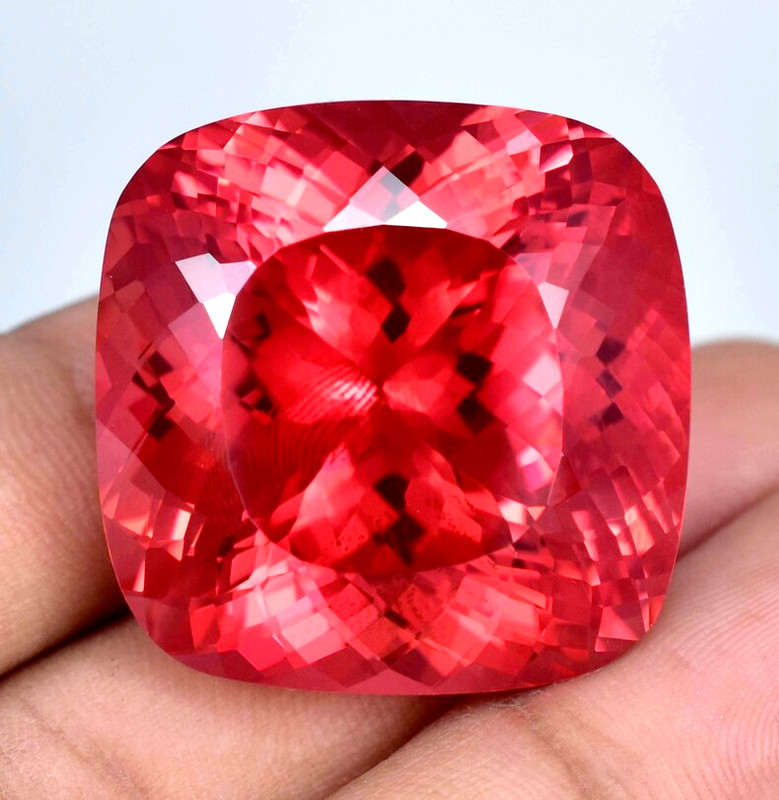 120 Ct Natural Ceylon Padparadscha Sapphire Cushion Cut Loose Certified Gemstone
