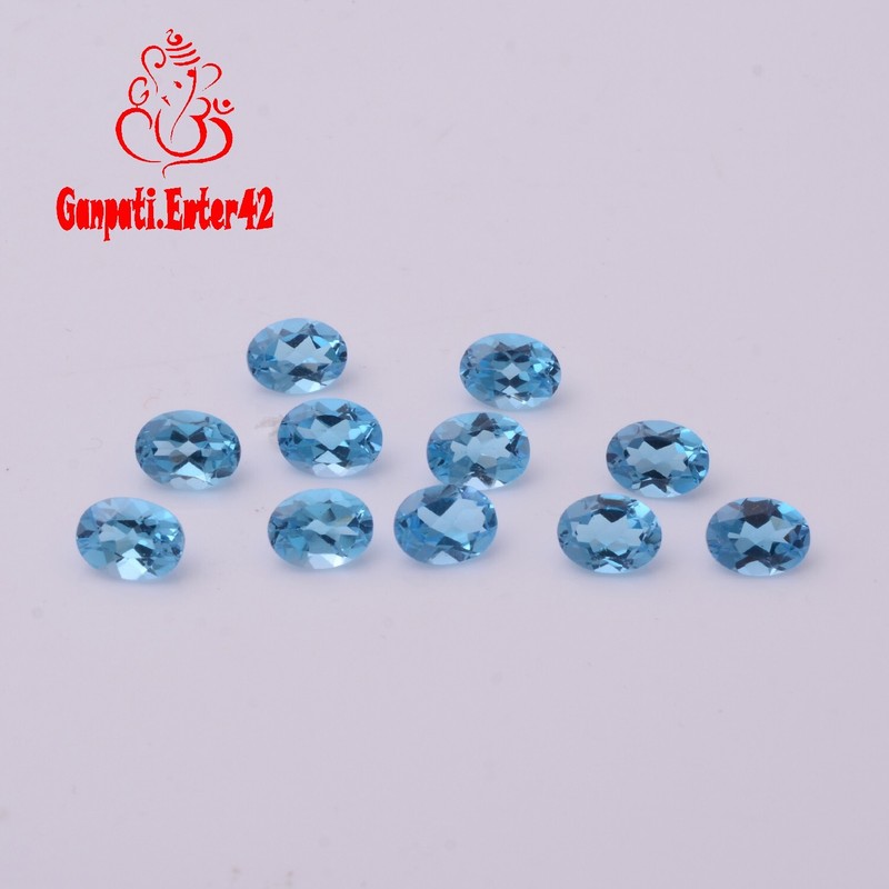 SWISS BLUE TOPAZ FACETED OVAL CUT 6×4 MM 1 PCS LOT CALIBRATED LOOSE GEMSTONE E