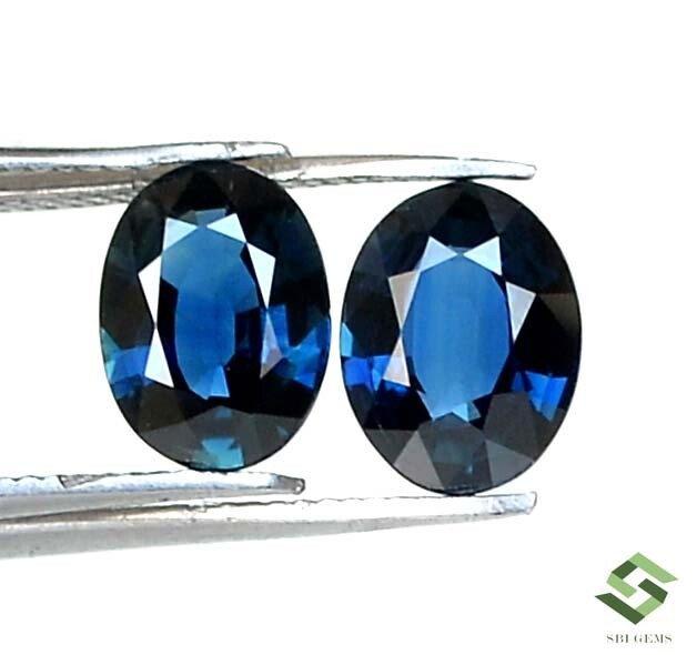 8×6 mm IGI Certified Natural Blue Sapphire Oval Cut Pair 2.25 CTS Loose Gemstone