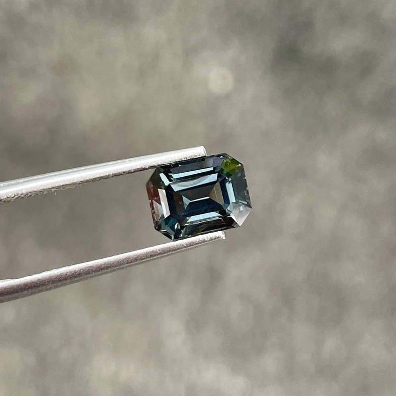 2.35 Carats Natural Metallic Gray Spinel Stone Emerald Cut From Burma gallery