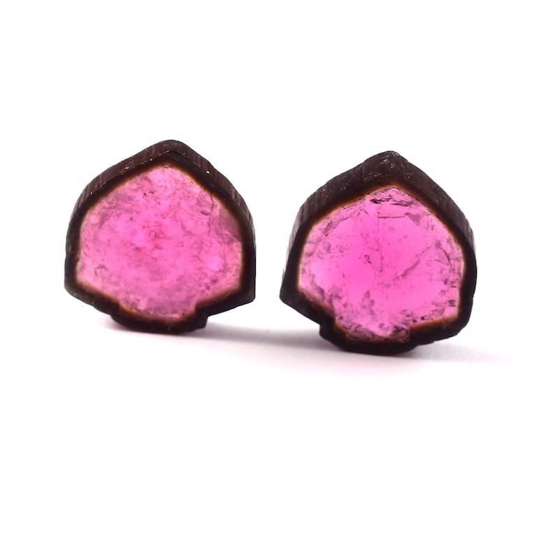 Loose Gemstone Natural Watermelon Tourmaline Smooth Polished Slices A393