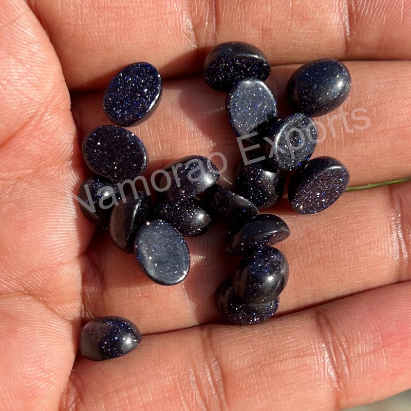 Blue Goldstone Oval 3x5 mm to 15x20 mm Cabochon Loose Gemstone Lot gallery