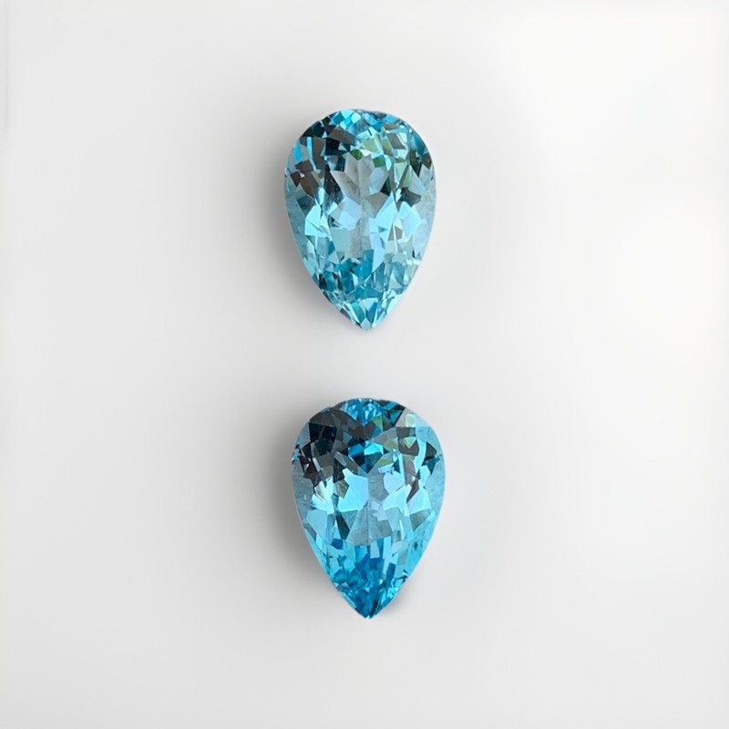 Loose Gemstone 17 Carats Swiss Topaz Pear Cut 8mm Identical Pair from AFRICA