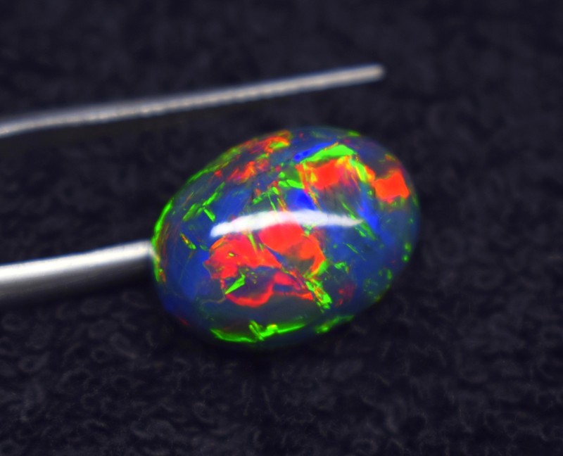 Vintage Black Opal Rainbow Fire, 19.10 Carat 22x21x9 MM, Black Large Natural Opa gallery