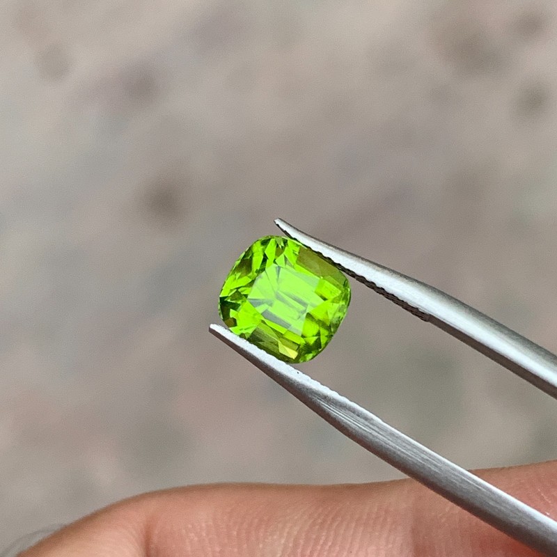 Natural Peridot Olive Green Color Cushion Cut Loose Gemstone-2.80 ct gallery