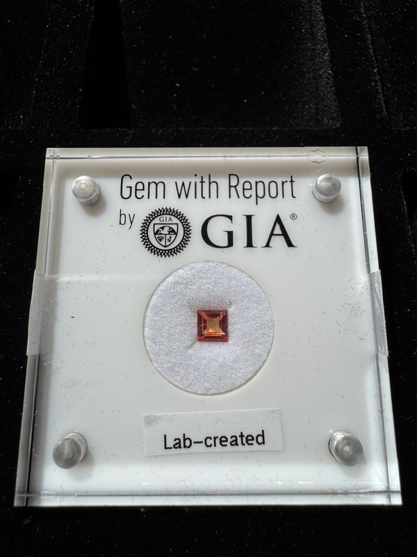 1.45ctw Square Cut Lab Grown Orange Sapphires Pair of 2 w/free GIA report 5x5mm