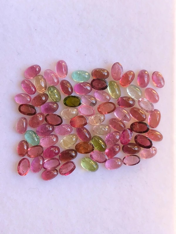 Multi-color Tourmaline Cabochon, 3x5 mm Oval Shape Tourmaline, Healing 10 Piece
