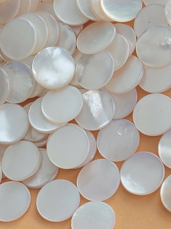 7 MM Mother Of Pearl Polished Round Stones Flat Top Flat Back 200 Pc Lot