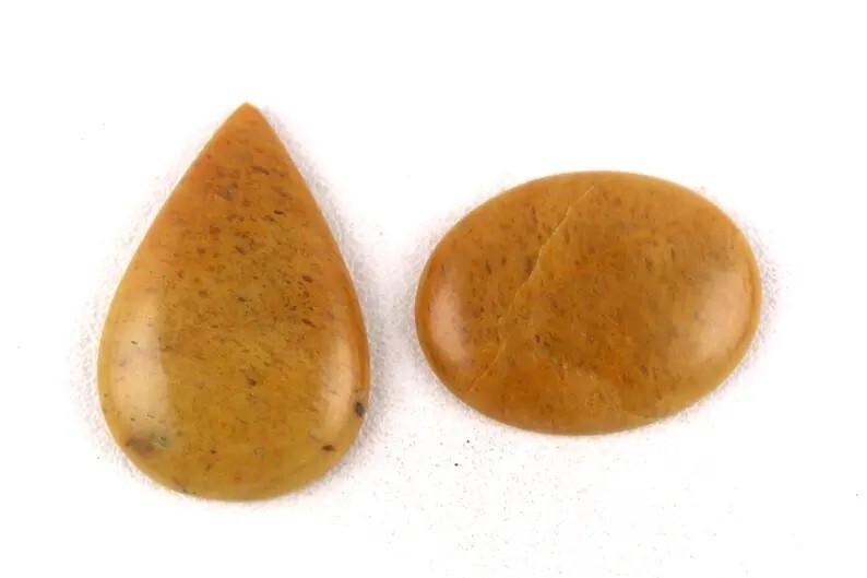 2 Pcs Natural Yellow Aventurine Oval Pear Shape Smooth 80 Carat Cabochon