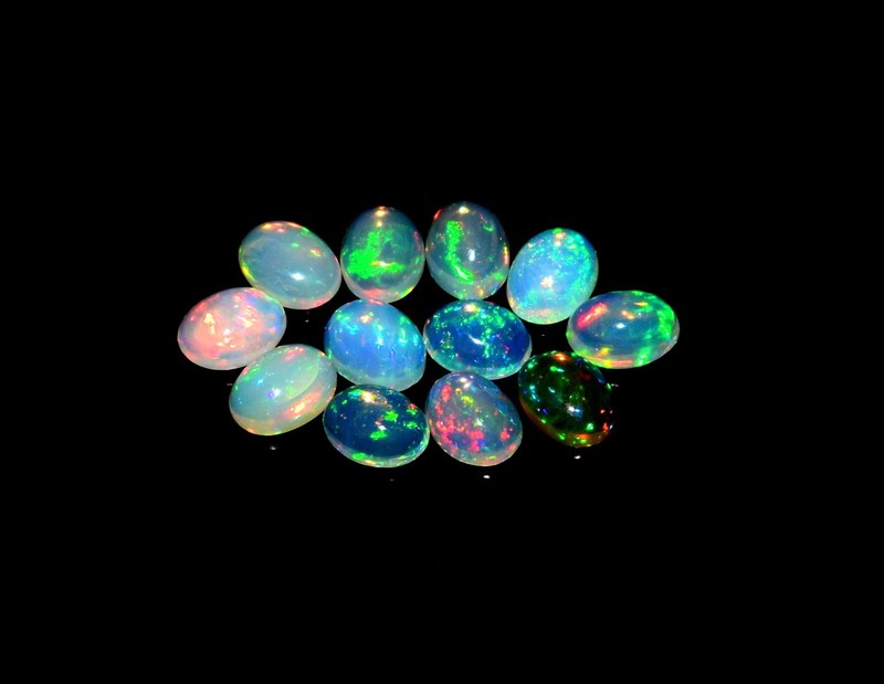 Natural Ethiopian Opal Welo Fire Loose Gemstone Cabochon 12 Pcs size 6x8mm Lot3 gallery
