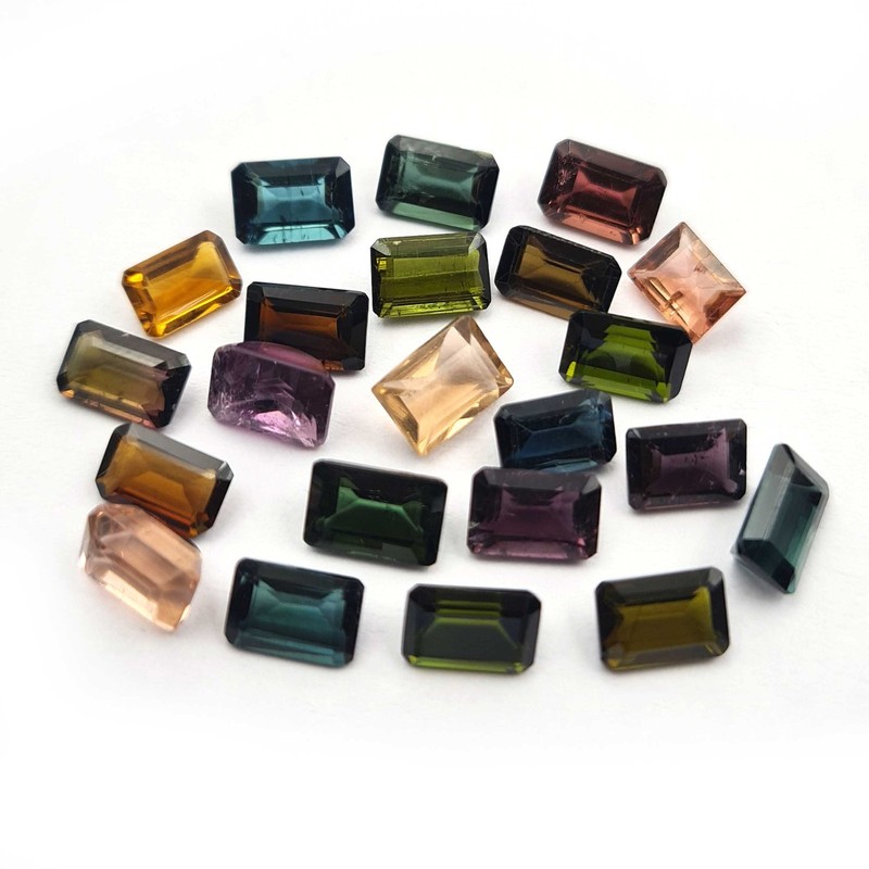 Natural Multi Tourmaline Octagon Cut Loose Gemstone Lot 4×6 MM 10 CT 17 PCS