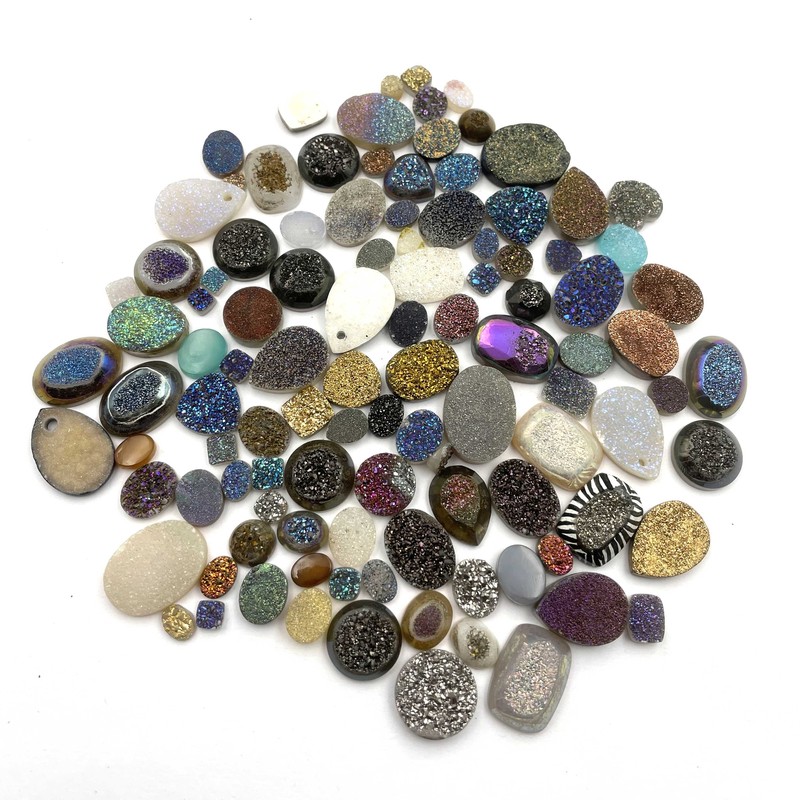 Druzy Quartz Mix Shape Cabochon Multi Color Glitter Gemstone 6×8-15×20 MM 104CT
