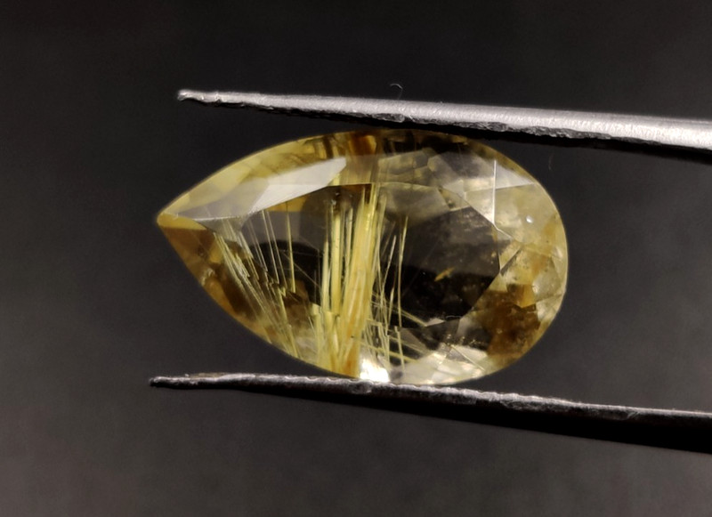 6.80 Ct Rutilated Quartz Top Quality Pear Loose Stone Use For jewelry making