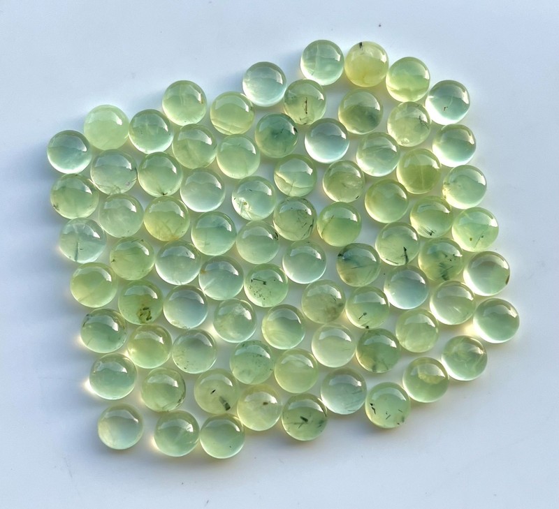 Prehnite Gemstone 5x5 mm Round Cabochon Natural Calibrated - 30 Pieces gallery