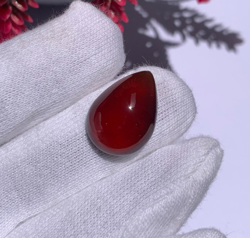 Natural African Hessonite Garnet Pear Cabochon 21x15x7 mm, 21.55 Carats Approx.