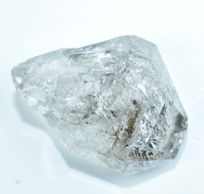 11.85 Ct Rare Herkimer Diamond Water Clear Quartz Crystal Anthraxolite Gemstone gallery