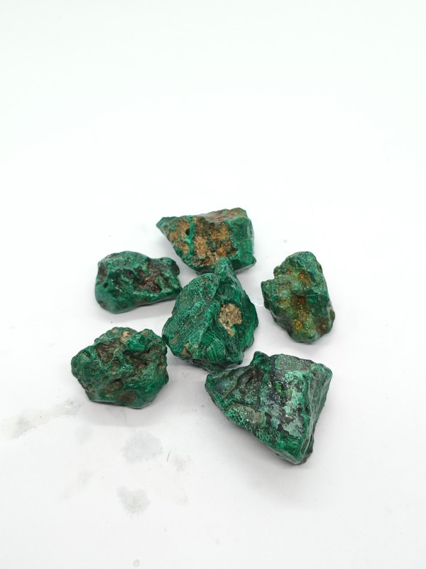 Natural Malachite Rough Chunk Lot 6 Pcs Total 1045 Carats