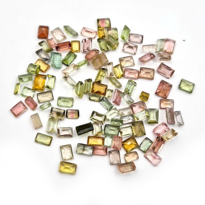Natural Multi Tourmaline Octagon & Baguette Cut Loose Stone 30 Pcs 2*3-3*5MM 5CT