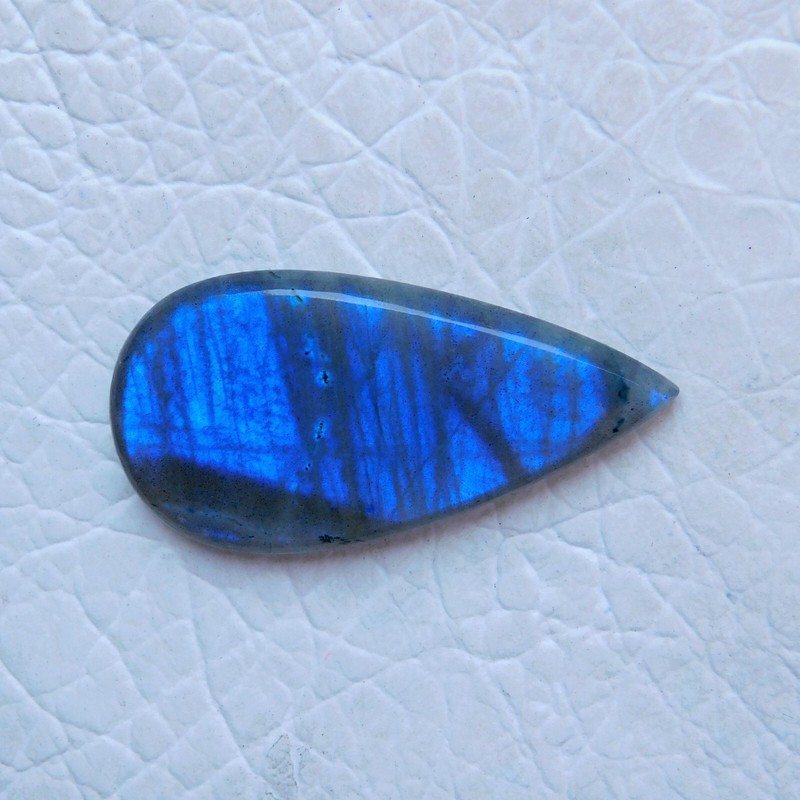 Natural Labradorite Blue Fire Flat Back 49×25 MM Pear Shape Loose Gemstone 1 Pc