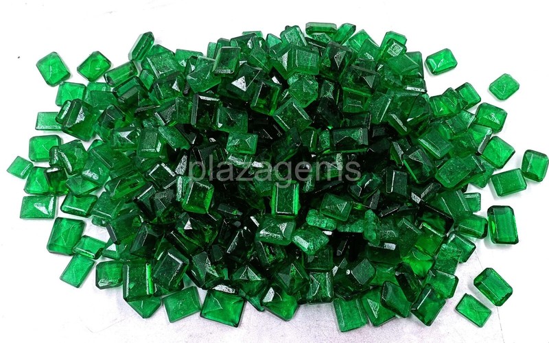 500 CT Natural Green Emerald Lot Zambian Emerald Cut Loose Gemstones 5JRK gallery
