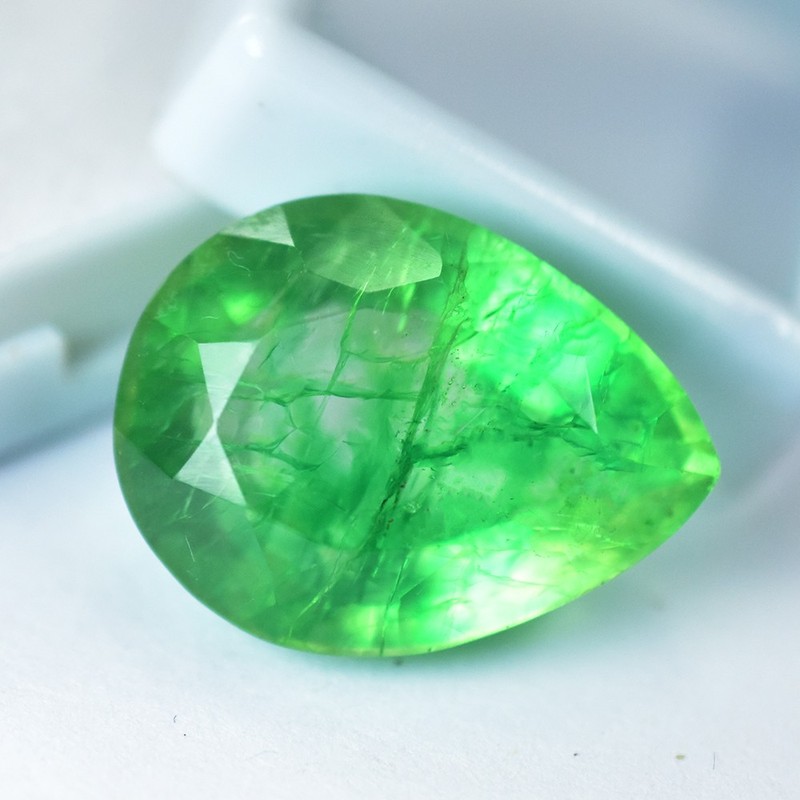 Natural Certified 29.50 Ct Pear Cut Green Emerald Loose Gemstone Free Delivery
