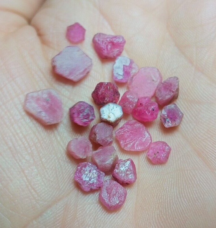 20 Pcs Ruby Rough Lot, Pink Ruby Specimen, Natural Ruby Rough Size 4 to 12mm. gallery