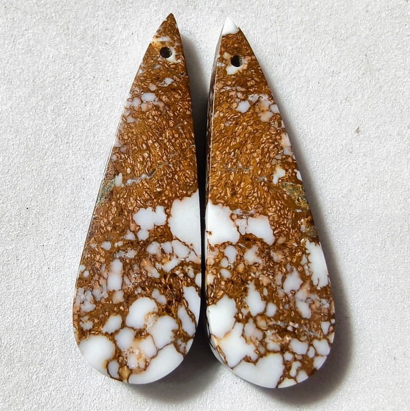 64 Cts Natural Wild Horse Magnesite Jasper Drilled Match Pair Cabochon Gemstone
