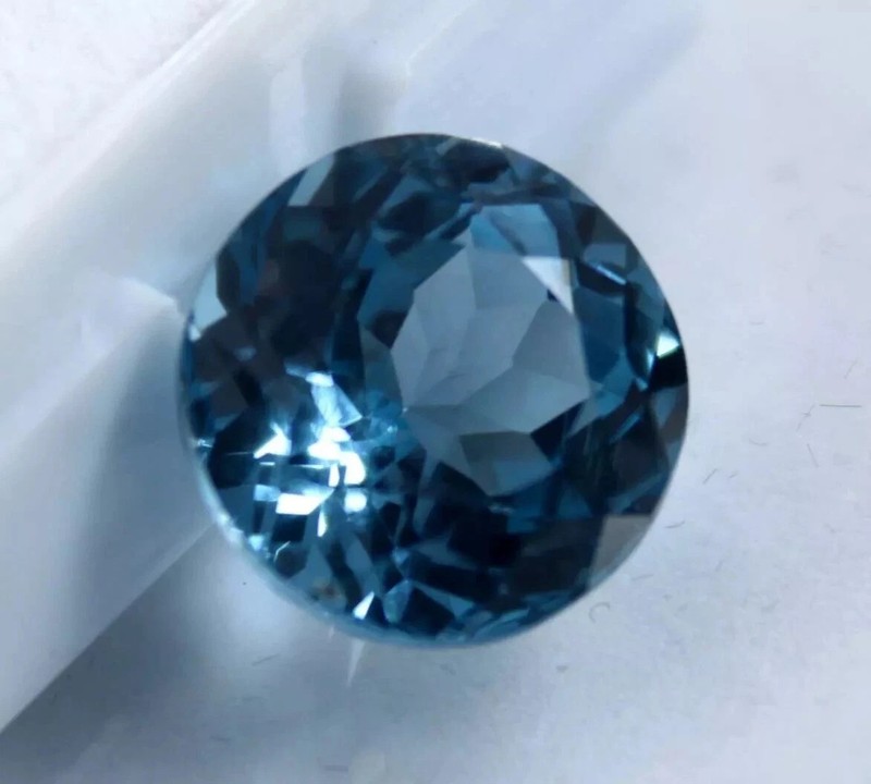 AAA 9.25 Ct Natural Montana Blur Sapphire Round Cut CERTIFIED Loose Gemstone gallery