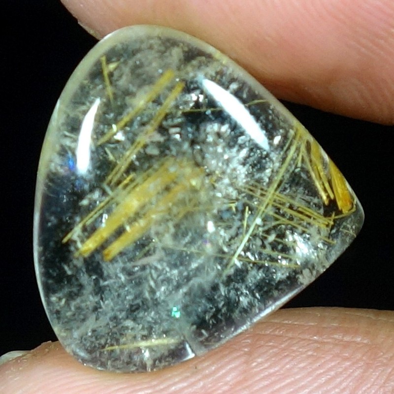 100% Natural Golden Rutil Quartz Heart CabAA Gemstones 13.00Cts 16x 19x 05mm gallery