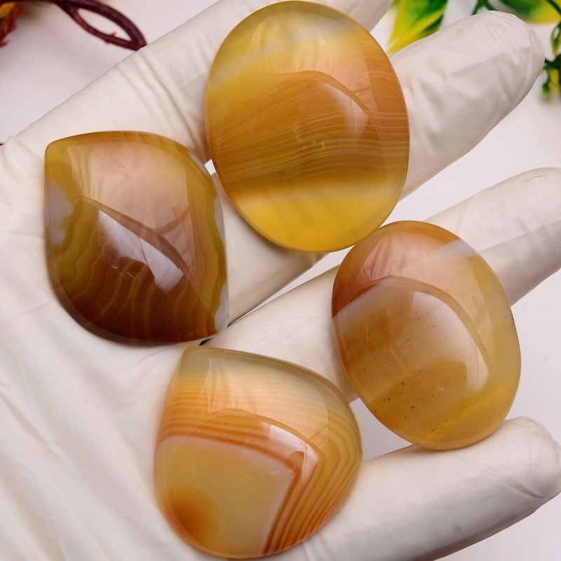 Set Of 4 Pcs Natural Onyx 37mm-43mm Cabochon Untreated Huge Loose Gemstones Lot gallery
