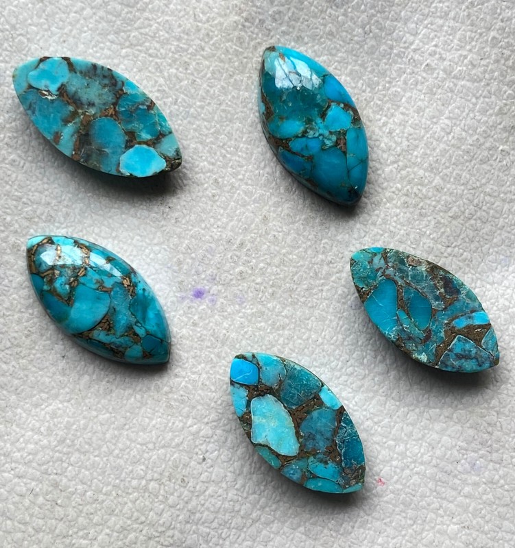 [WHOLESALE] BLUE COPPER TURQUOISE CABOCHON MARQUISE SHAPE LOOSE GEMSTONE gallery