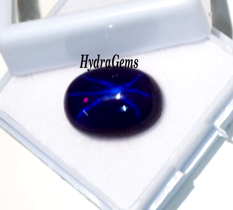 6 Rays Deep Royal Purplish Blue Natural 8Ct Blue Star Sapphire Cabochon Gemstone gallery