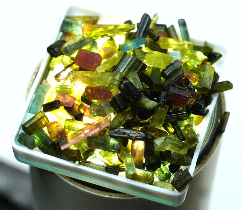 100 Ct+ Natural Multicolor Tourmaline Pencil Rough Loose Gemstone LOT