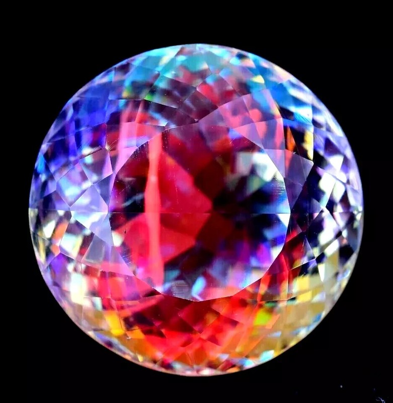 Natural Shiny Mystic Topaz 48-50 Ct Round Cut Rainbow Loose Certified Gemstone gallery