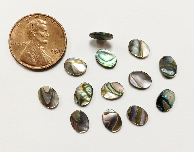 12 VINTAGE GENUINE ABALONE MOTHER OF PEARL PAUA SHELL 8x6mm. OVAL CABOCHONS 1253 gallery