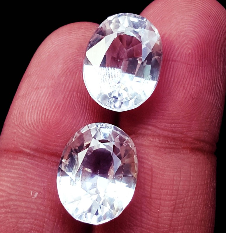Natural White Sapphire Oval Shape 8 to 10 Ct Certified Pair Loose Gemstone H53 gallery