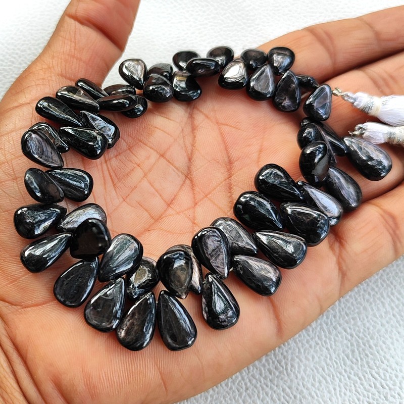 Canada Golden Shine Hypersthene 10x7-12x9mm Smooth Pear Shape Gems 8.5" Strand gallery