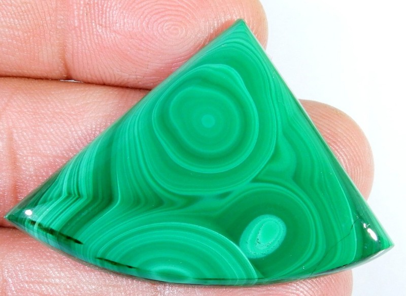 61 CT 4X32X46 mm TOP Natural GREEN MALACHITE Trellion Cabochon Gemstone MD-225