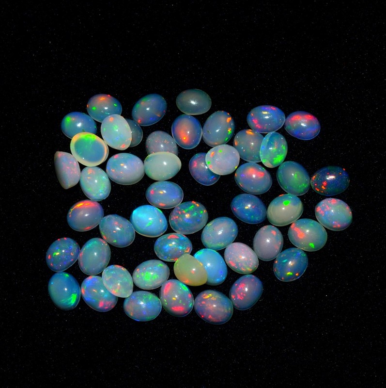 Natural Ethiopian Opal Cabochon Gemstone, Loose Gemstone Multi Fire Opal Cabs gallery