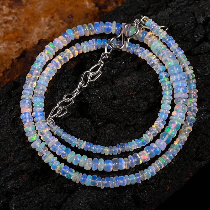 Natural Ethiopian Opal Beads Necklace 3 to 5 mm Fire Opal Loose Gemstone