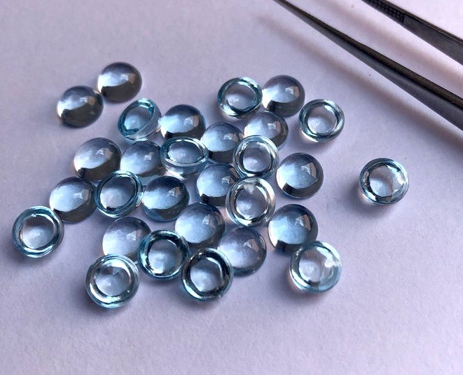 Sky Blue Topaz Round Cabochon 5mm To 10mm Natural Loose Gemstone