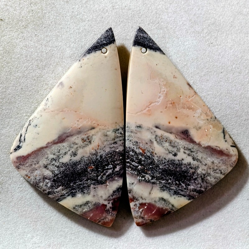 70 Cts Natural Porcelain Jasper Drilled Pair Cabochon Gemstone 43.2 X 24.6 MM