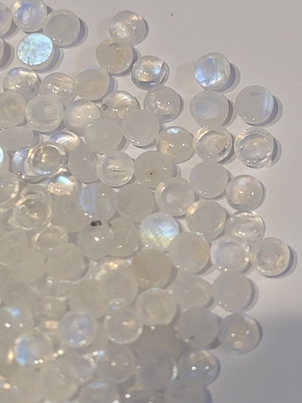 6 MM RAINBOW MOONSTONE Cabochon BIG Lot 50 Pcs !