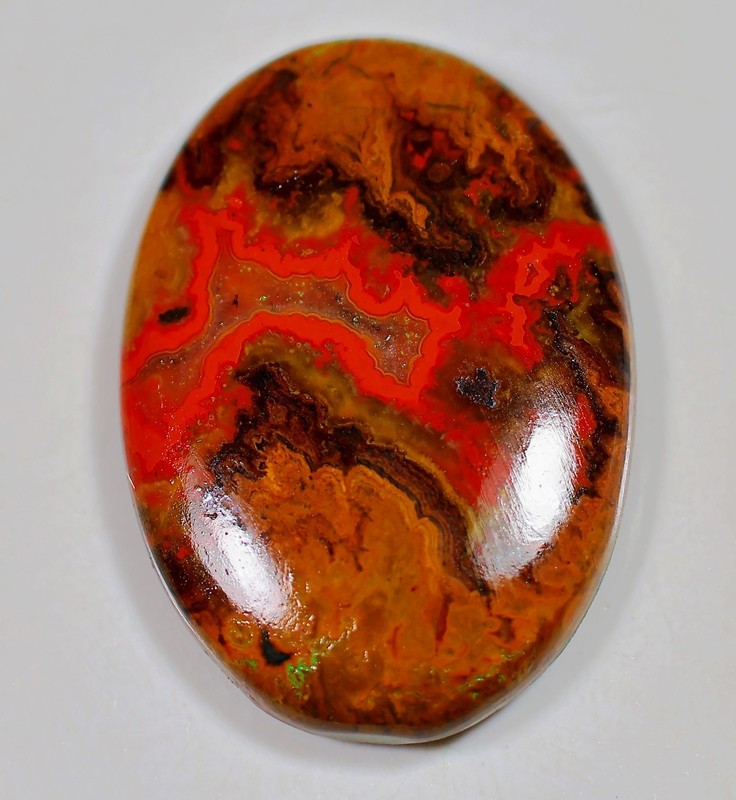 35 Ct 6X25X31 mm Natural Morocco Red Seam Agate Oval Cabochon Gemstone HX-158