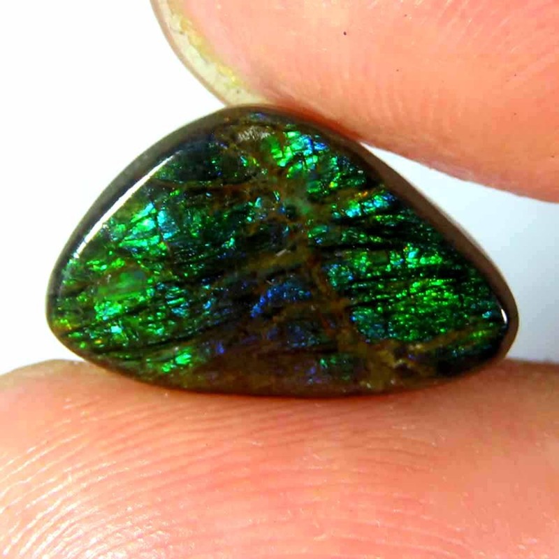 4.50Cts.100%Natural Multi Fire Ammolite Fancy Cabochon 9x14x3mm Losse Gemstone gallery