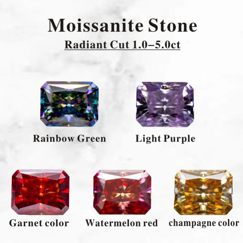 Radiant Shape Moissanite Loose Stone VVS1 Multiple Color Bead for Jewelry Making gallery