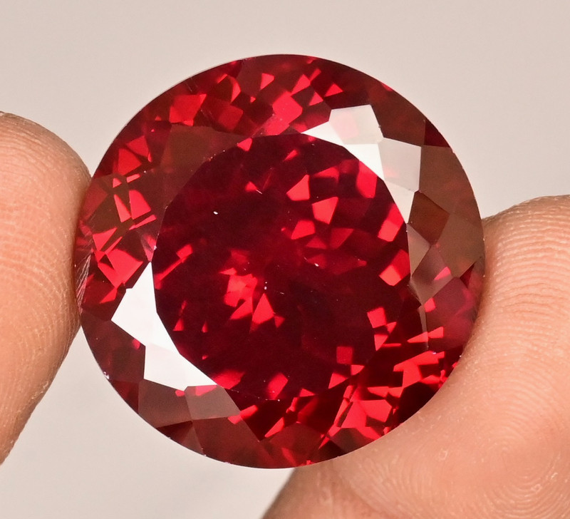 75.15 Ct Natural Mozambique Blood Red Ruby Round Certified Flawless Gemstone