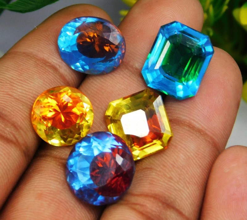 120 Ct Natural Pitambari Sapphire Lot Bi-Color Mix Shape Gemstone GIE Certified gallery